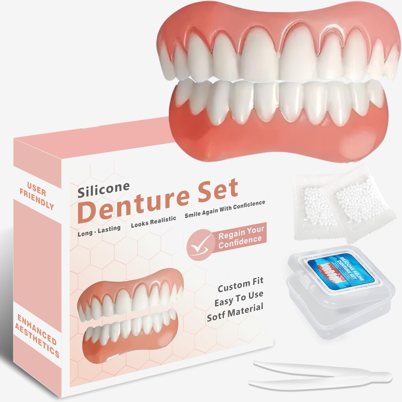 Silicone Dentures for Women and Men - Upper & Lower Veneers