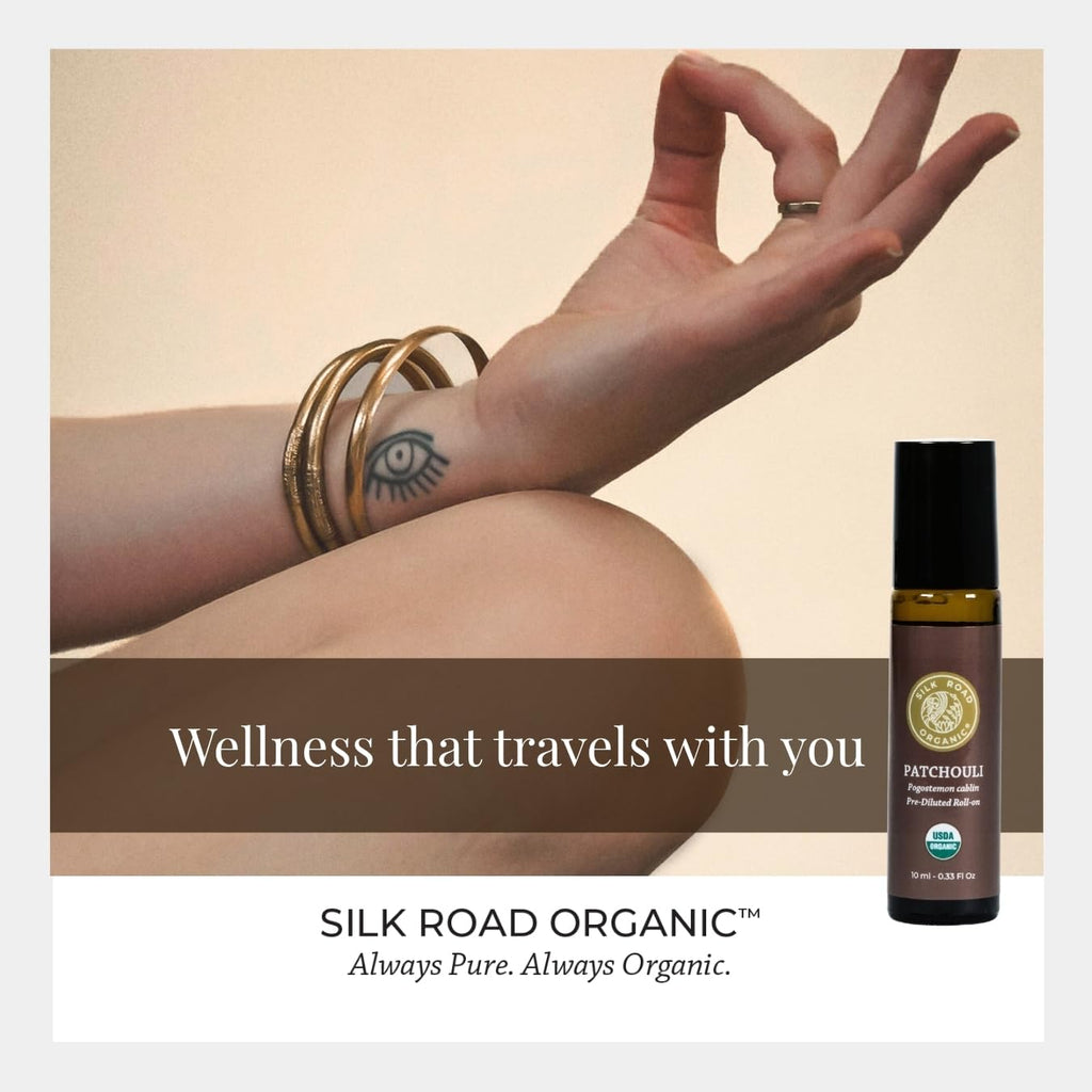 Silk Road Patchouli Essential Oil Roll-On – USDA Organic, 10 ml Aromatherapy
