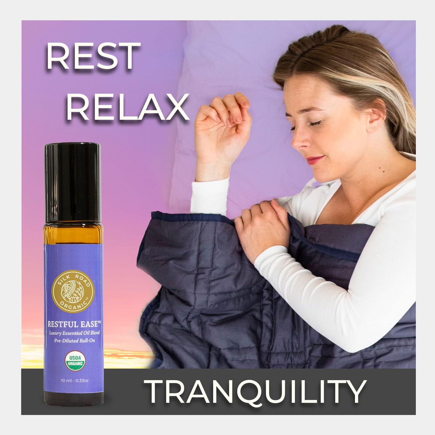 Silk Road Organic Restful Ease Roll-On – 10ml, Indian Sandalwood | USDA Certified