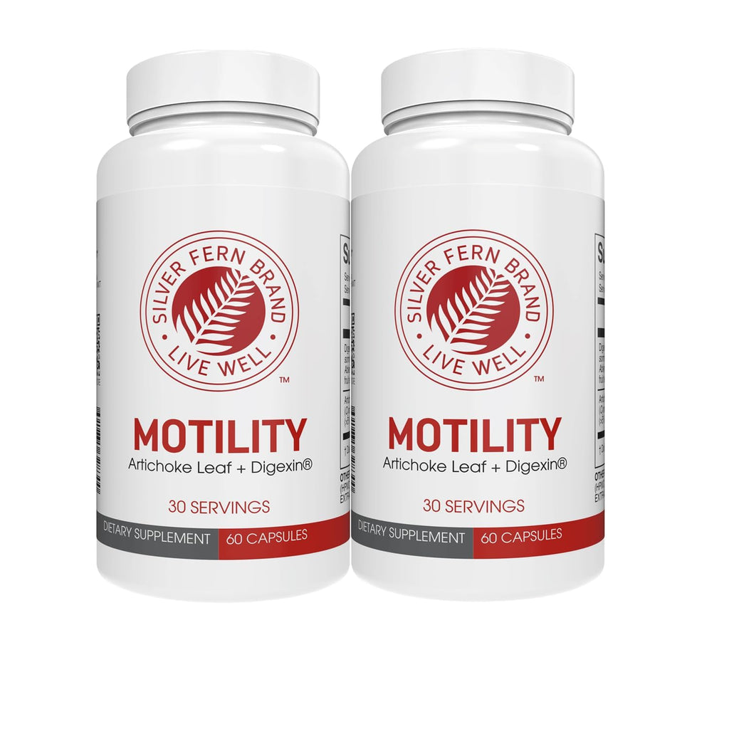 Silver Fern Motility – Non-Laxative Constipation Support, 120 Capsules (60-Day Supply) with Artichoke Leaf, Tender Okra Pods & Winter Cherry