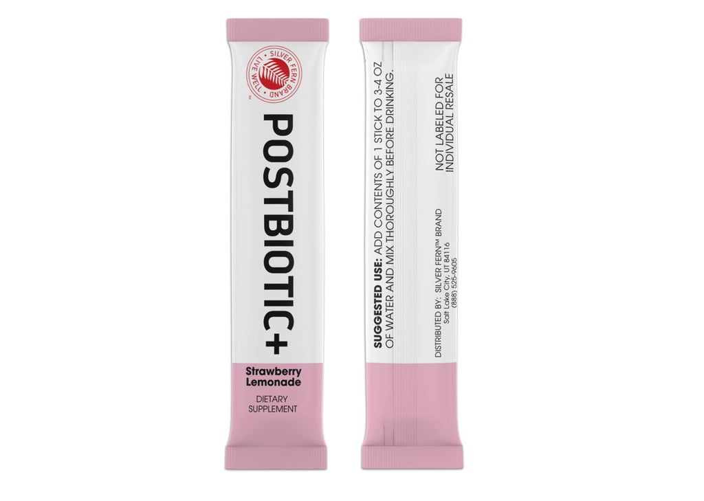 Silver Fern Postbiotic+ Strawberry Lemonade Powder – BIOMend™, BetaVia™, Immuse® – 30 Stick Packs