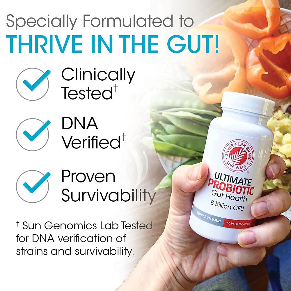Silver Fern Brand Ultimate Probiotic 4-Pack – 8B CFU, DNA-Verified, Shelf-Stable (240 Capsules)