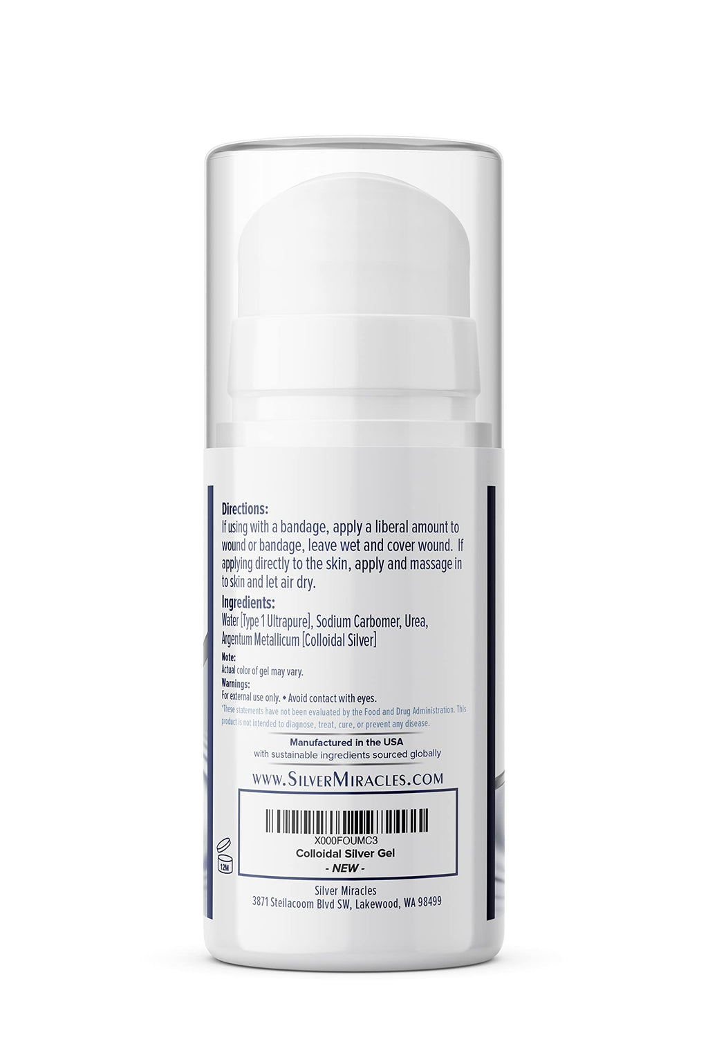Silver Miracles Colloidal Silver Gel - First Aid & Wound Care (Airless Bottle)
