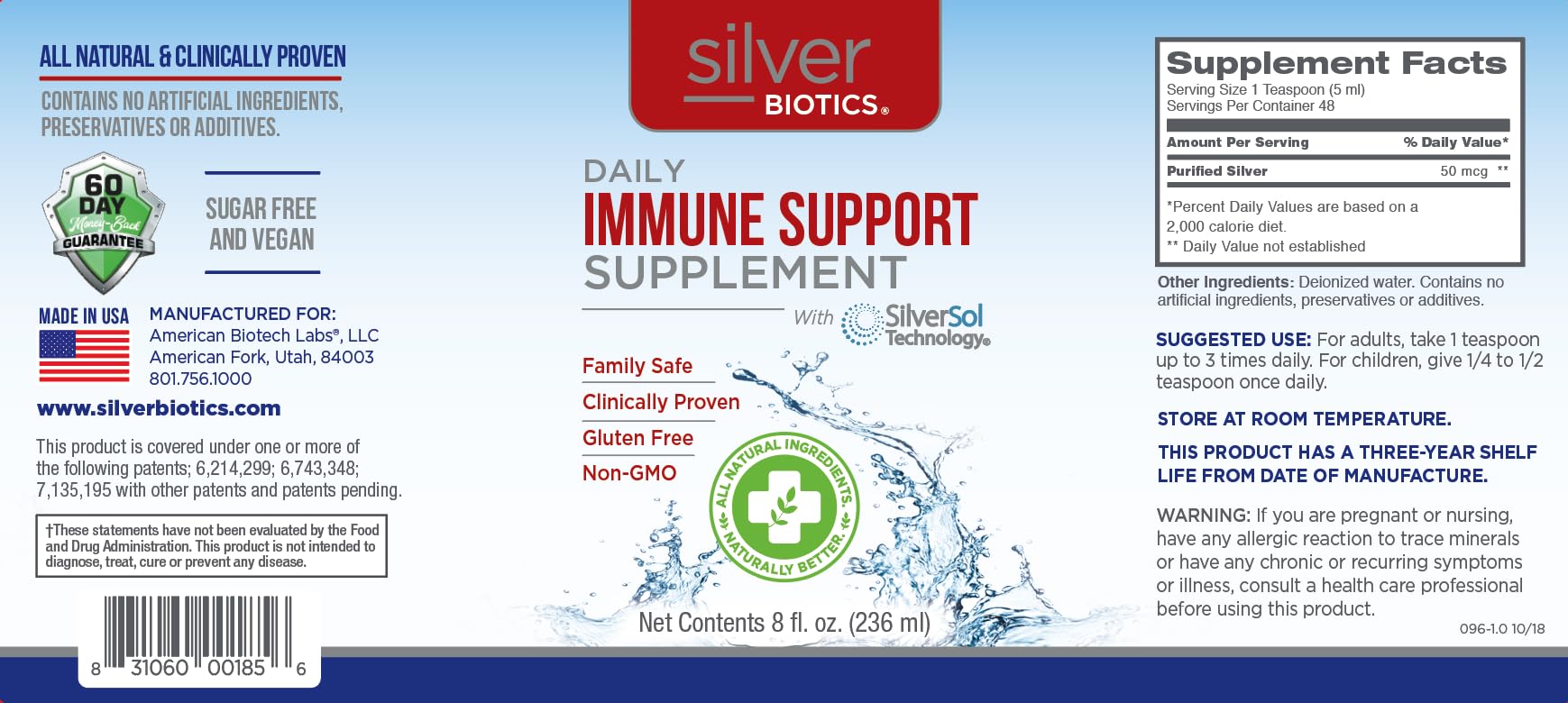 Silver Biotics Immune Support – Multivalent SilverSol 10 PPM | 8 Fl Oz