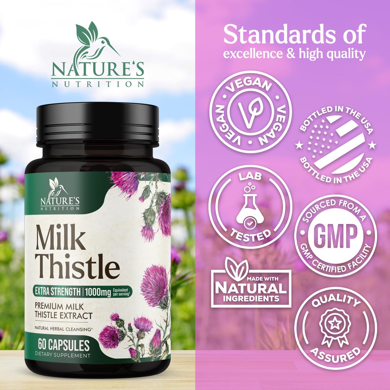 Milk Thistle Extract 1000mg - Liver Detox & Repair | 60 Capsules