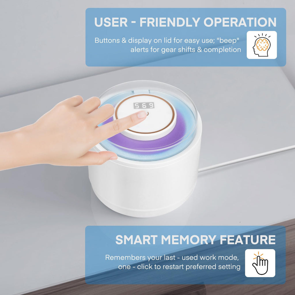 Simfree Ultrasonic Retainer Cleaner - 45kHz, 4 Modes, 200ml, Digital Timer