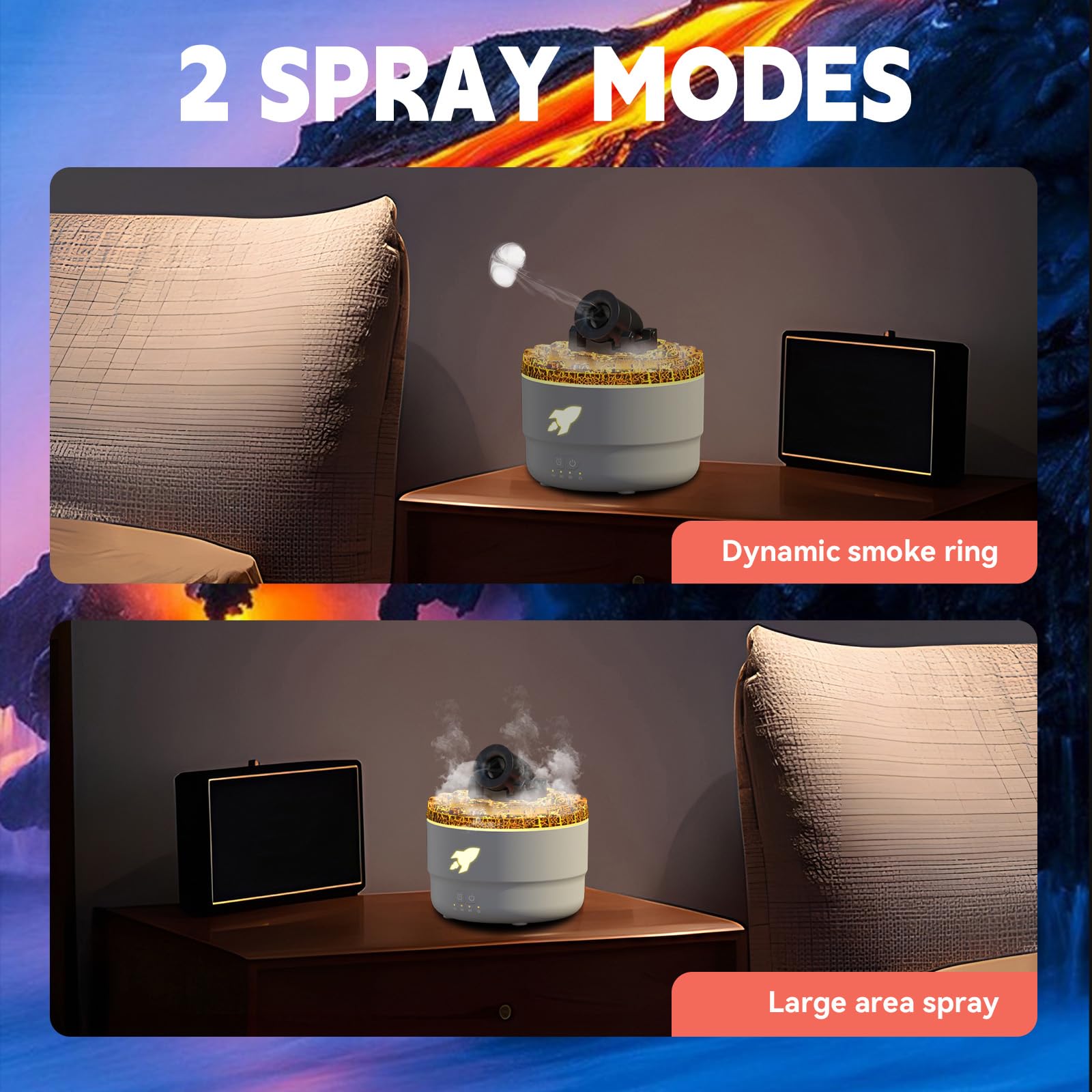 SIMOHOT Cannon Humidifier 280ML – 7-Color LED, 2 Spray Modes, Timer, Cool Mist