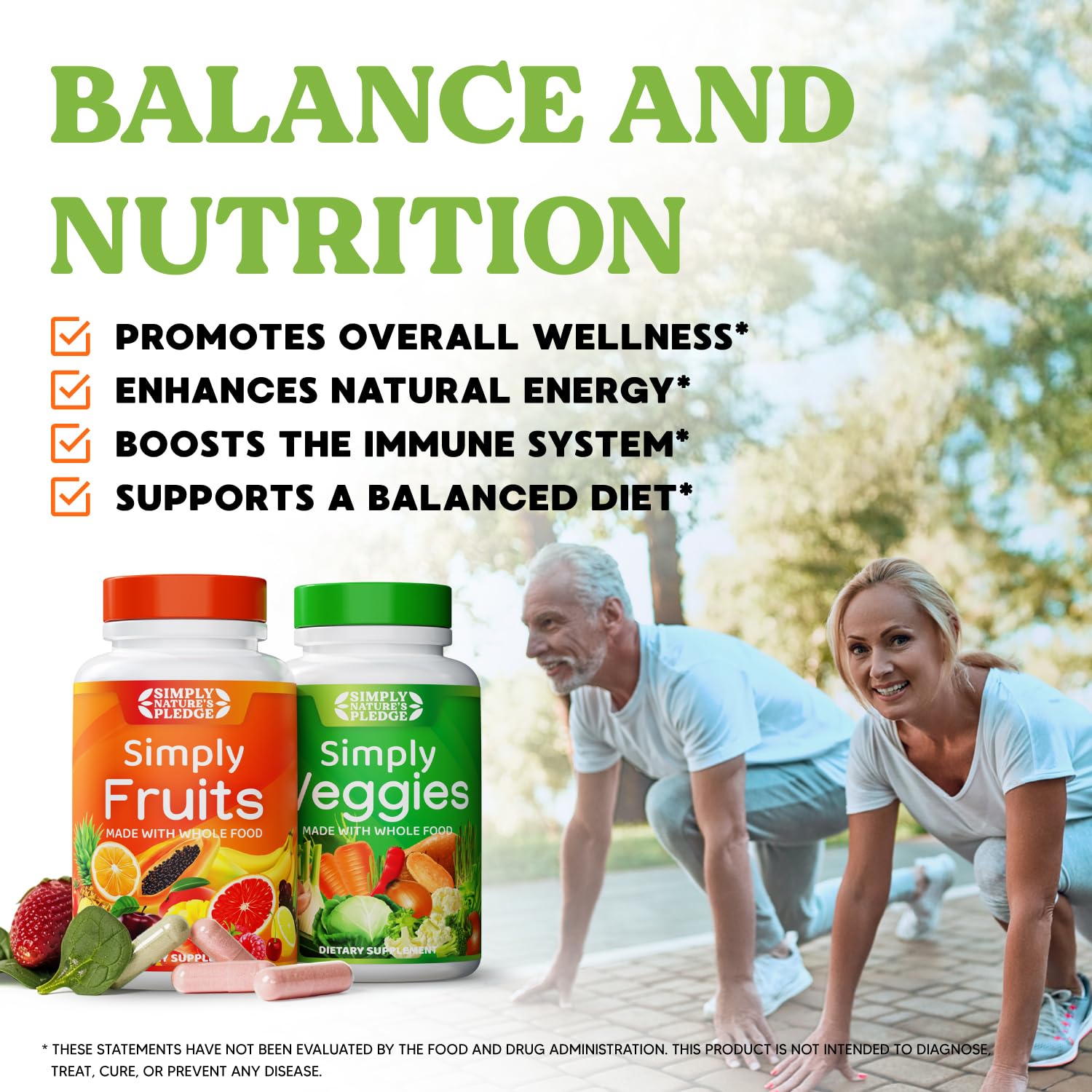 Simply Nature's Pledge – 42 Fruits & Veggies, 2-Month Supply, Soy-Free, 360 Capsules