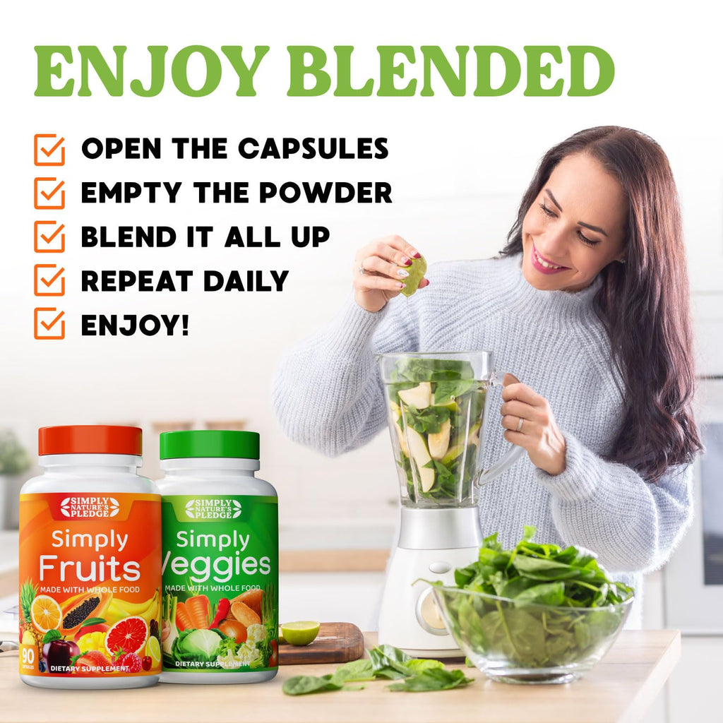 Simply Nature's Pledge: 42 Fruits & Veggies, 360 Capsules, 2-Month Supply — Soy-Free & Non-GMO