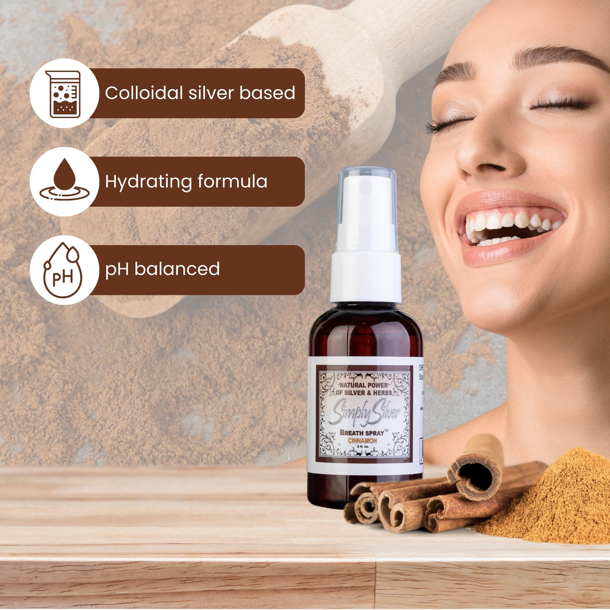 Simply Silver Cinnamon Breath Spray - Dry Mouth Relief, All Natural, Fluoride Free | 2 Fl Oz
