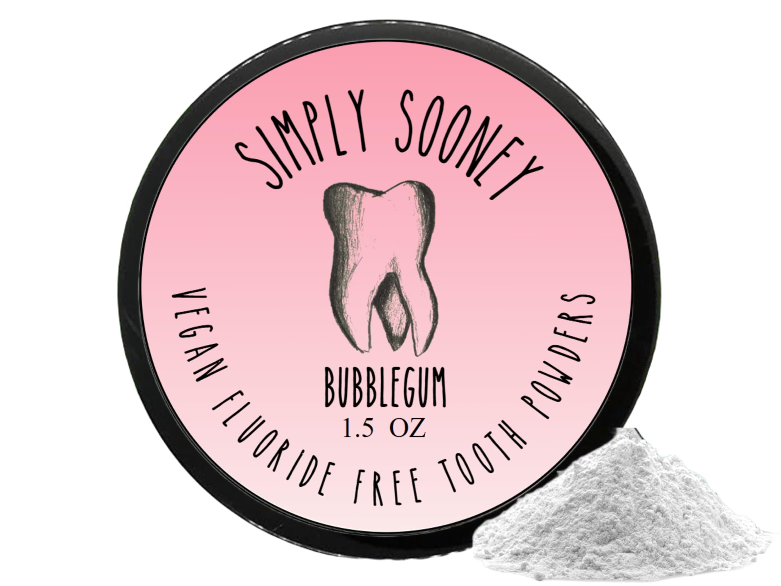 Simply Sooney Remineralizing Vegan Tooth Powder – Bubblegum for Kids, Natural Whitening, 1.5 oz