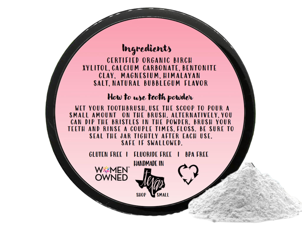 Simply Sooney Remineralizing Vegan Tooth Powder – Bubblegum for Kids, Natural Whitening, 1.5 oz
