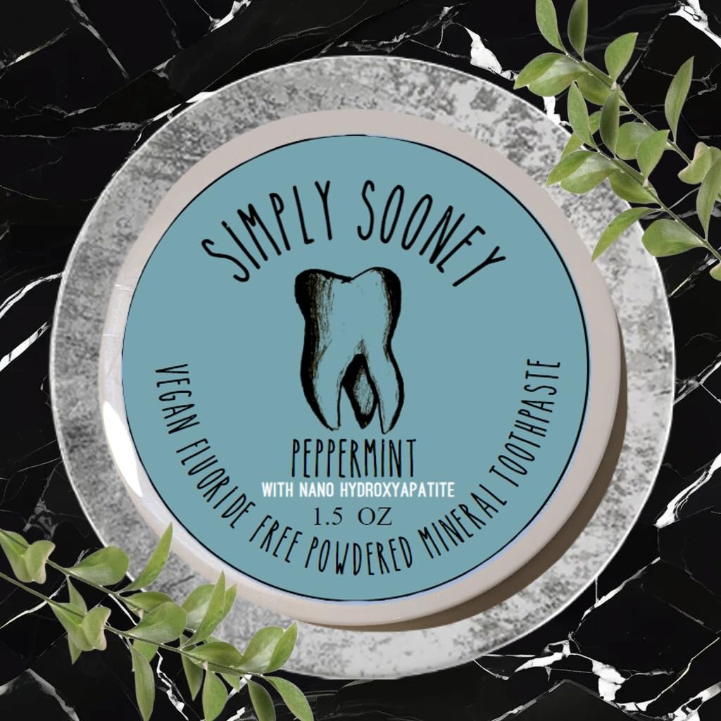 Simply Sooney Remineralizing Vegan Tooth Powder | Peppermint Nano-Hydroxyapatite | Natural Whitening 1.5oz