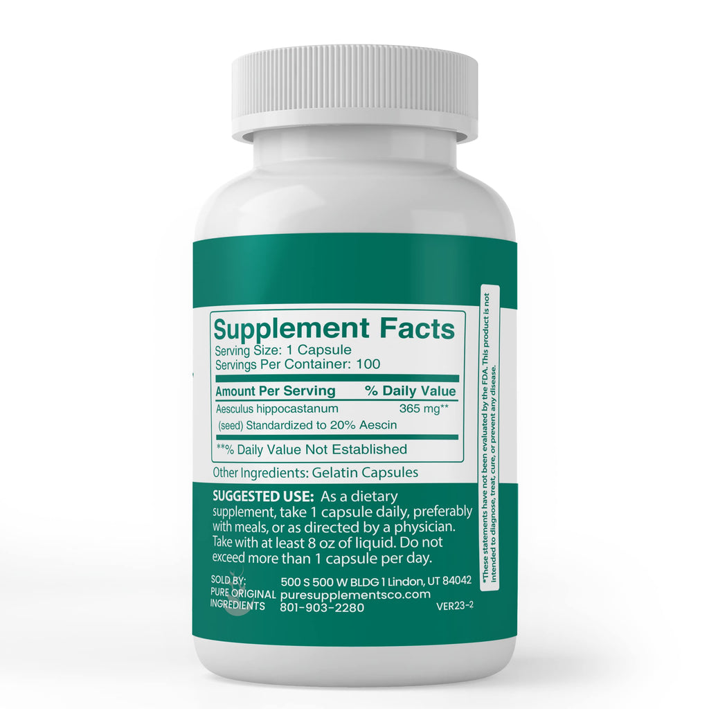 Pure Original Ingredients Horse Chestnut 100 Capsules | Always Pure, No Additives or Fillers | Lab Verified