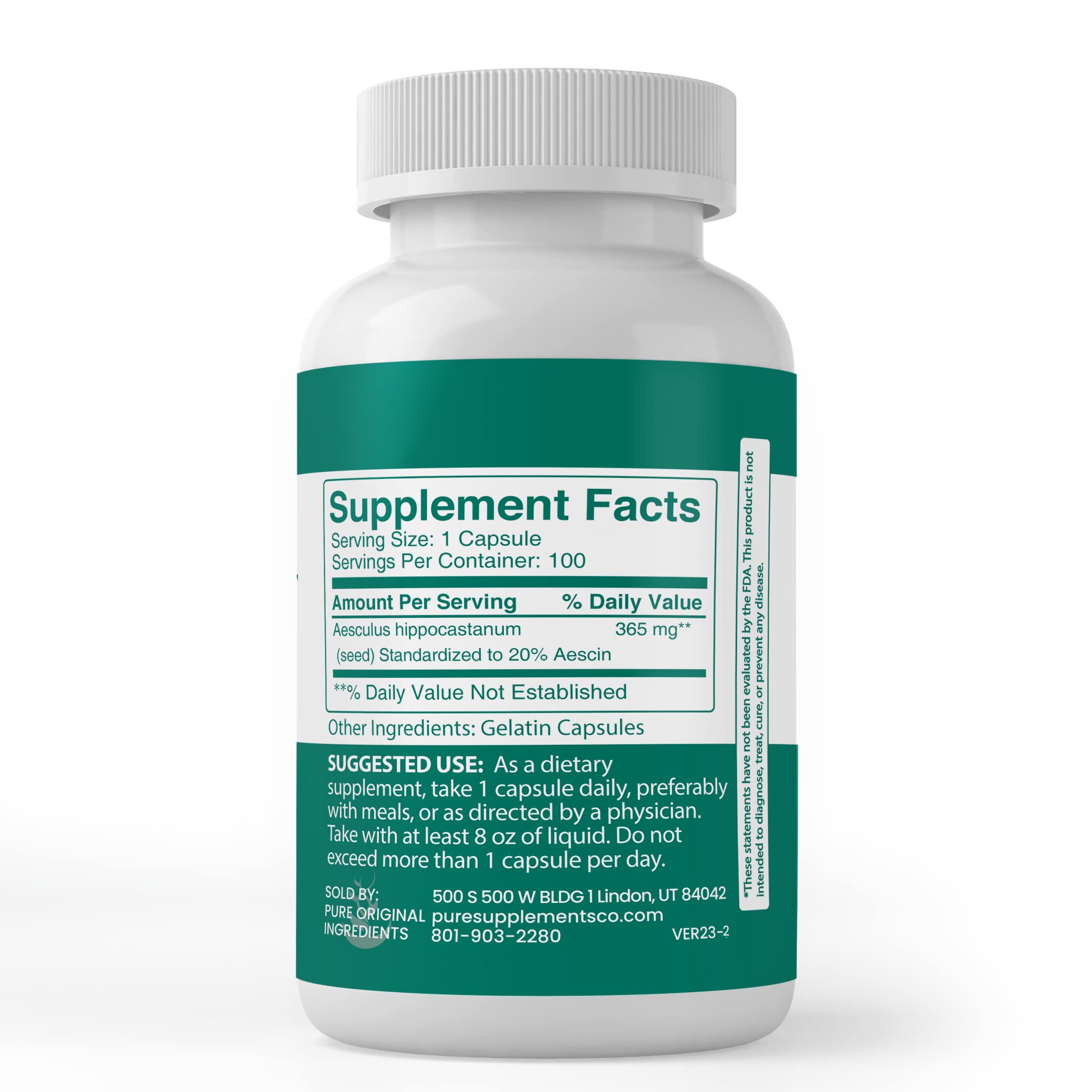 Pure Original Ingredients Horse Chestnut 100 Capsules | Always Pure, No Additives or Fillers | Lab Verified