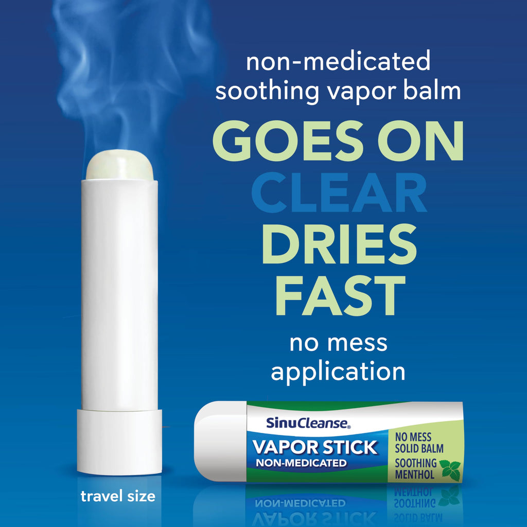 SinuCleanse Vapor Stick - Portable Non-Medicated Soothing Vapors, 0.11 oz Twin Pack | Made in USA