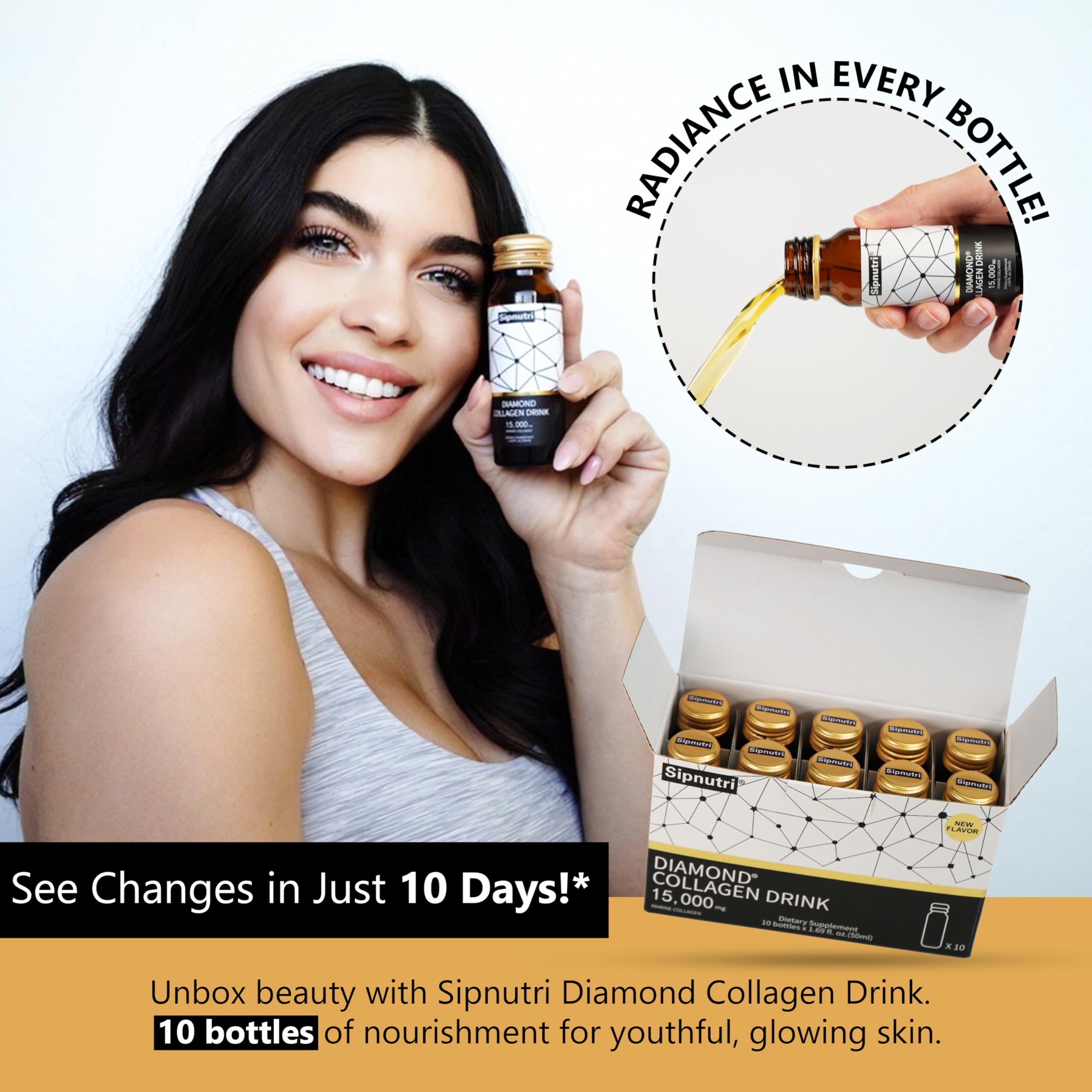 Sipnutri Diamond Liquid Collagen Drink – 15000 mg Marine Collagen + Vitamin C