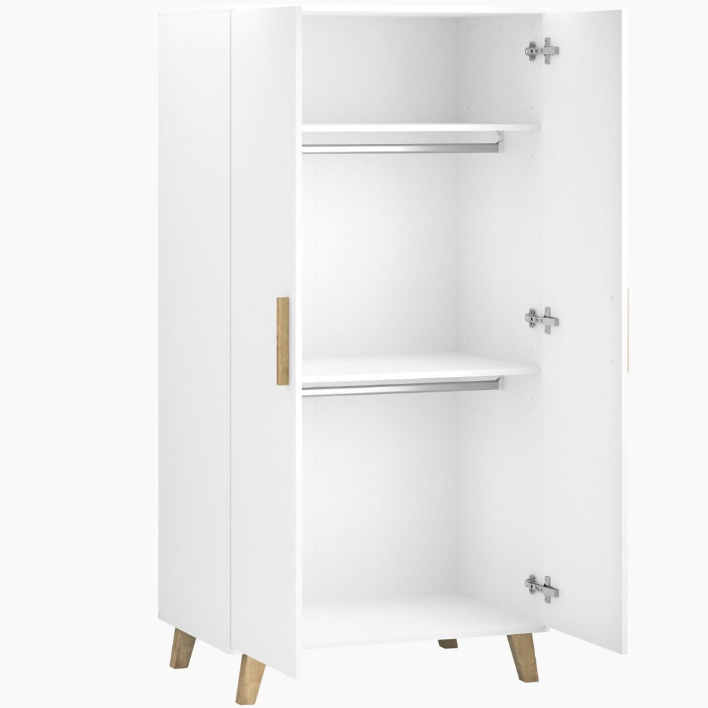 Little Acorns Siriana 3 Piece Nursery Furniture Set with Cot Bed, Dresser and Wardrobe - White & Oak