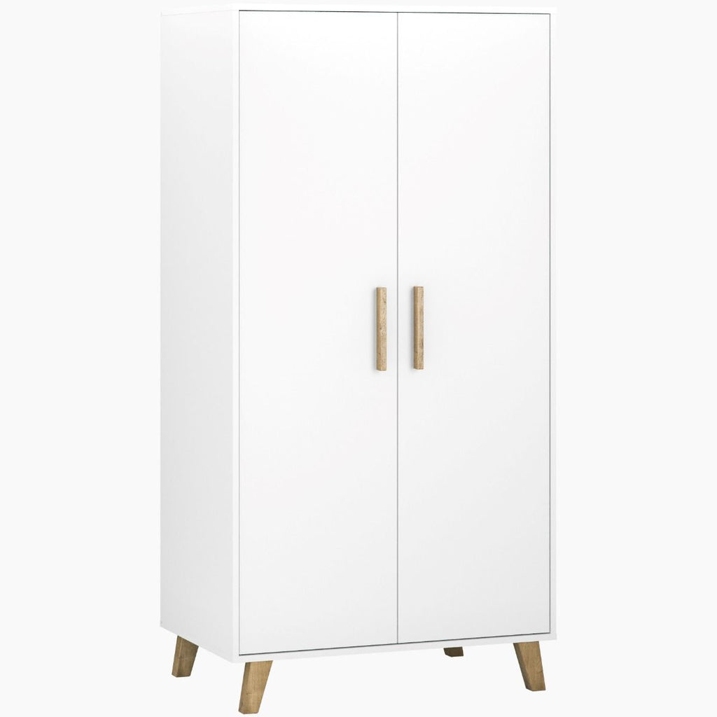 Little Acorns Siriana 3 Piece Nursery Furniture Set with Cot Bed, Dresser and Wardrobe - White & Oak