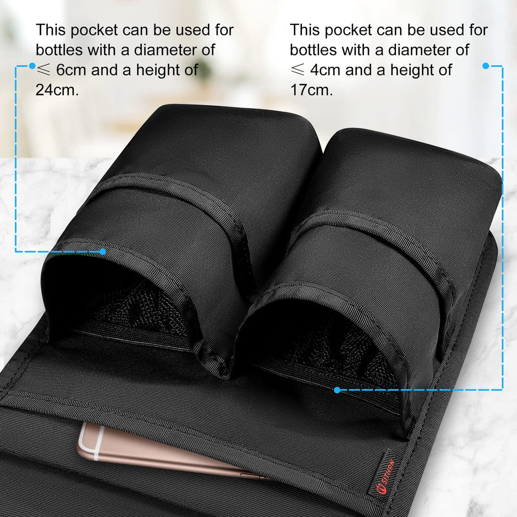 SITHON Massage Bottle Bag, Professional Massage Therapist Holster for 2 Bottles, Lotion Oil Waist Holder Organizer with Adjustable Belt, Multiple Pockets (Bag Only) (Black)