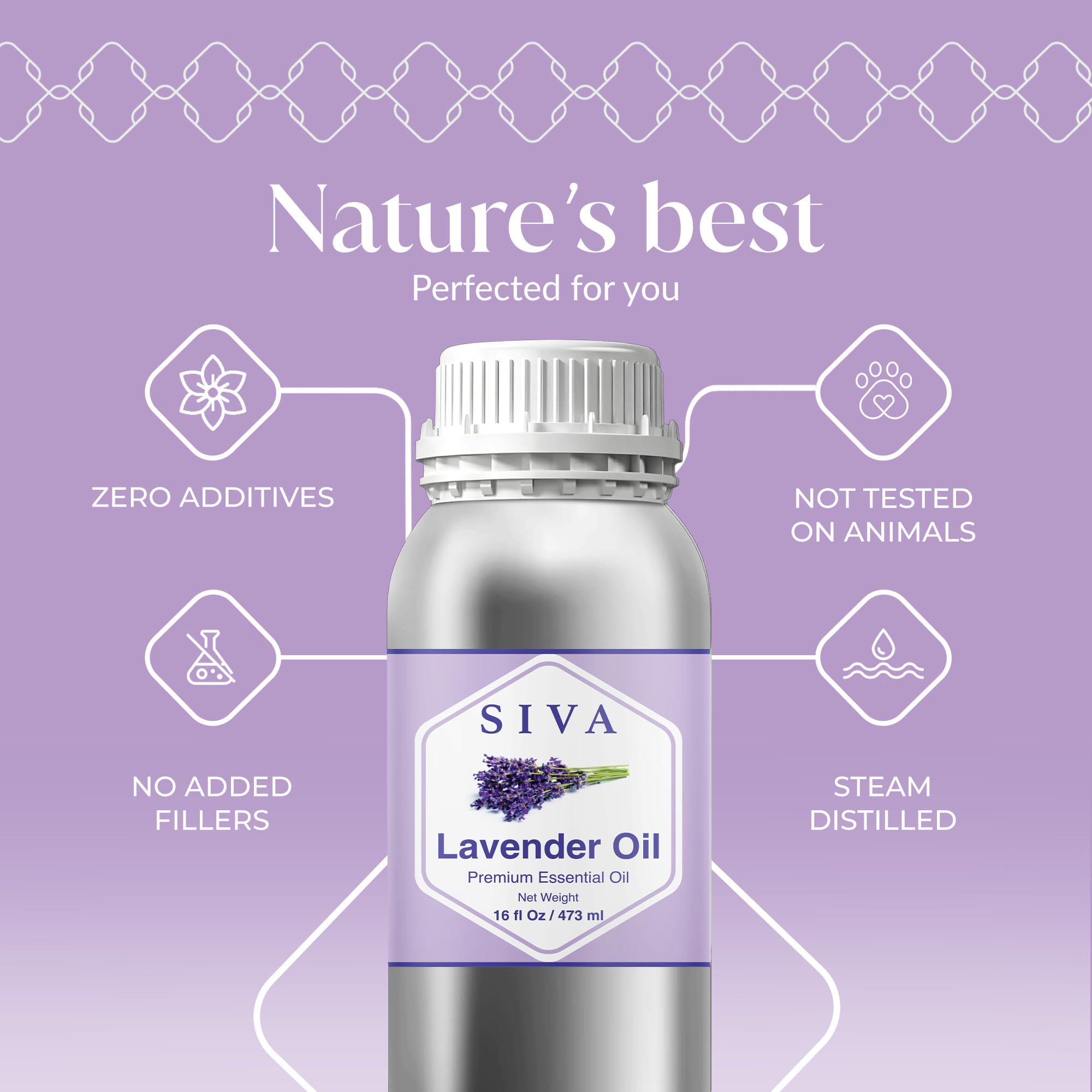 Siva Lavender Essential Oil 16 Oz – 100% Natural | Diffuser, Skin & Hair Care