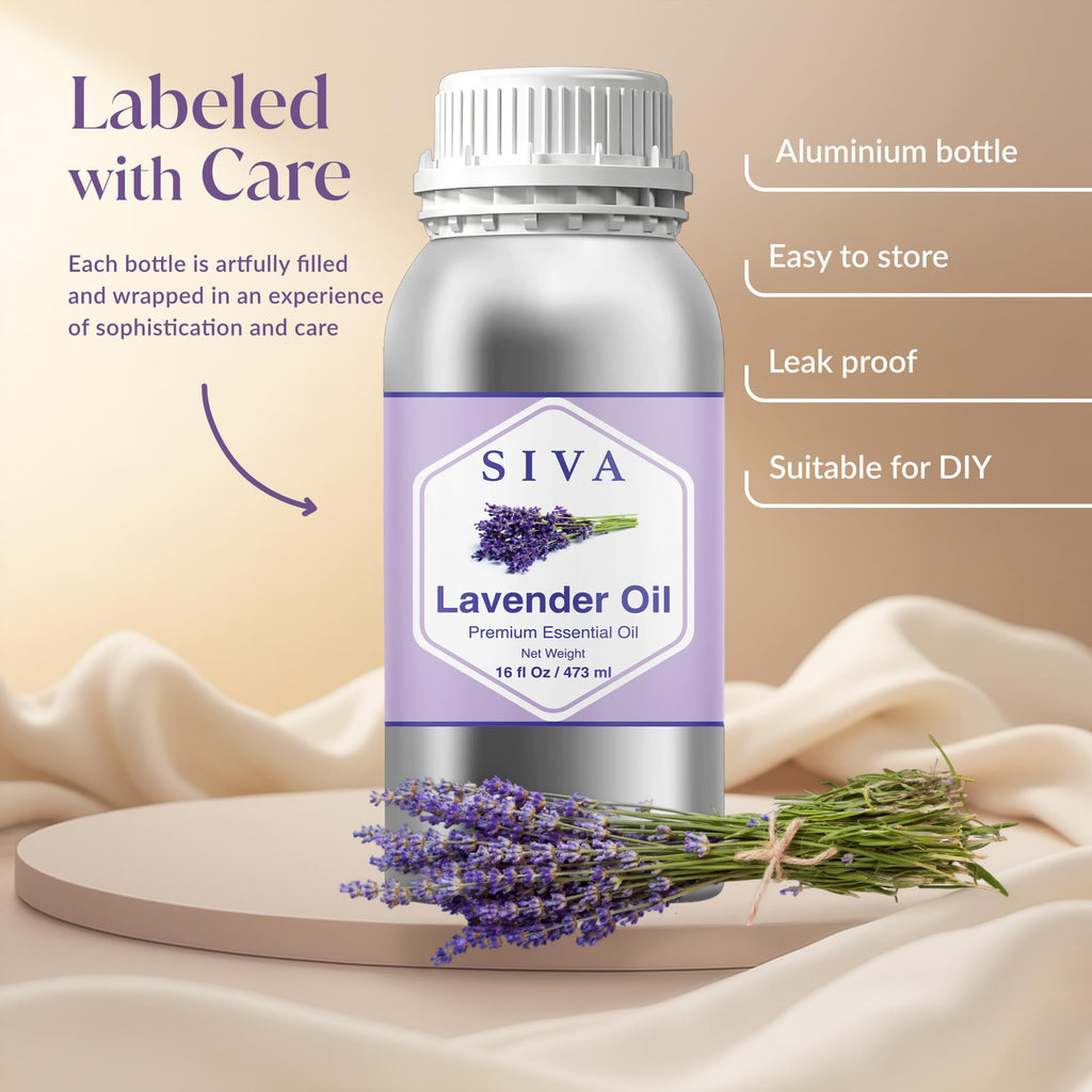 Siva Lavender Essential Oil 16 Oz – 100% Natural | Diffuser, Skin & Hair Care