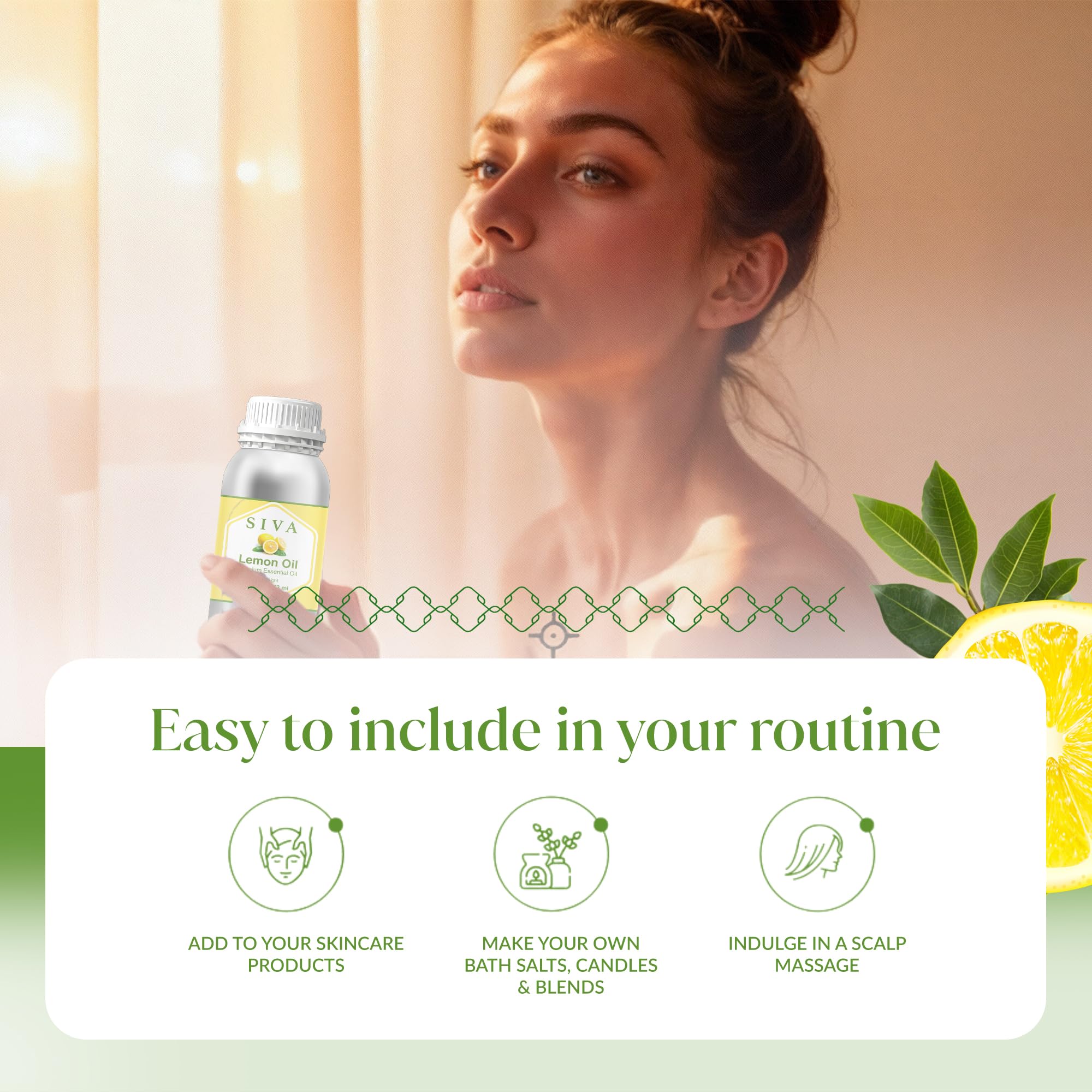 Siva Lemon Essential Oil 16oz – 100% Natural for Diffuser, Hair & Skin Care