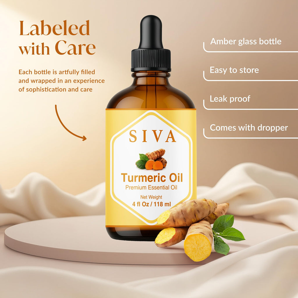 Siva Turmeric Essential Oil - 4 oz | 100% Natural Turmeric Oil for Diffuser & Skin Care