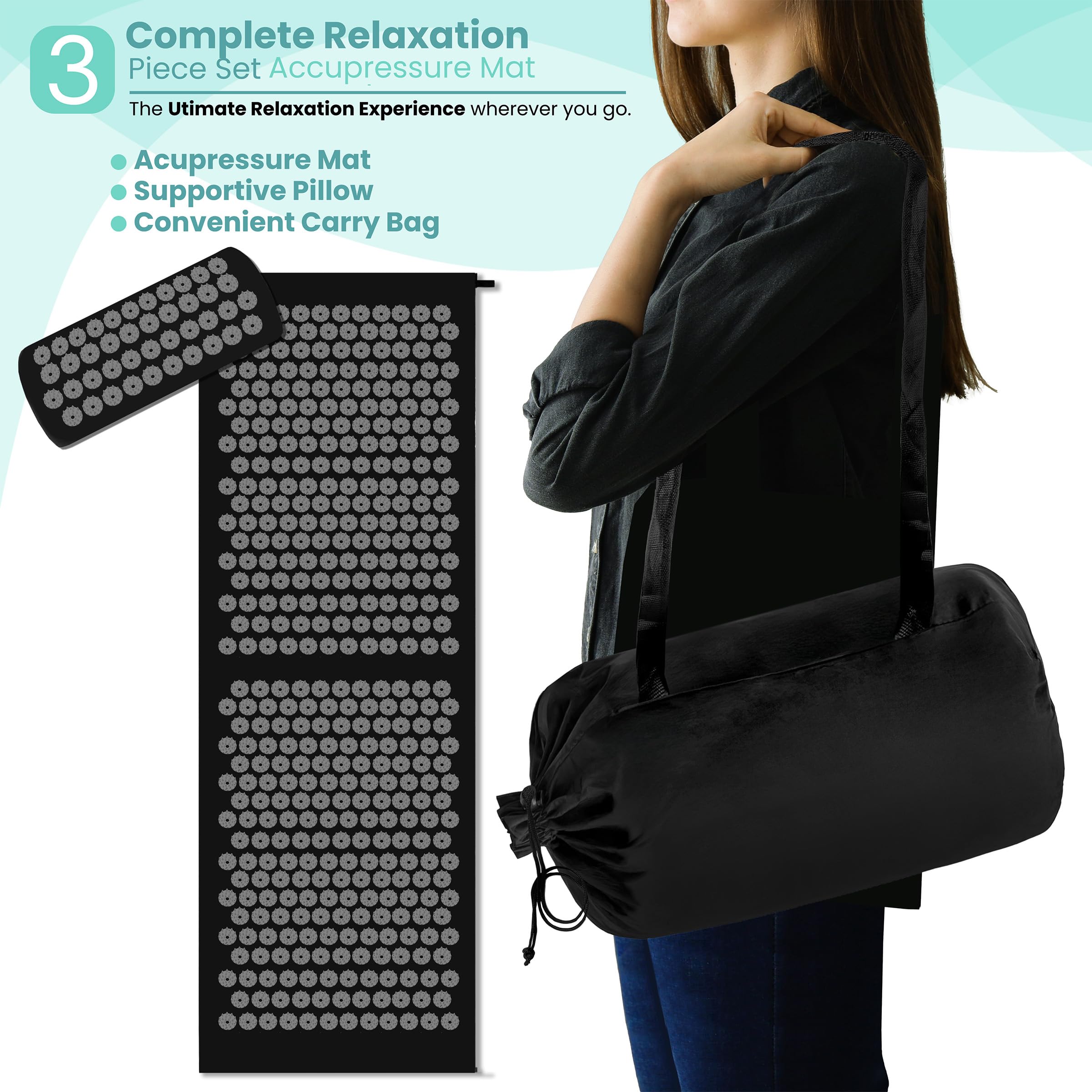 Sivan Health & Fitness Acupressure Mat & Pillow Set – Stress Relief, Back & Neck Pain