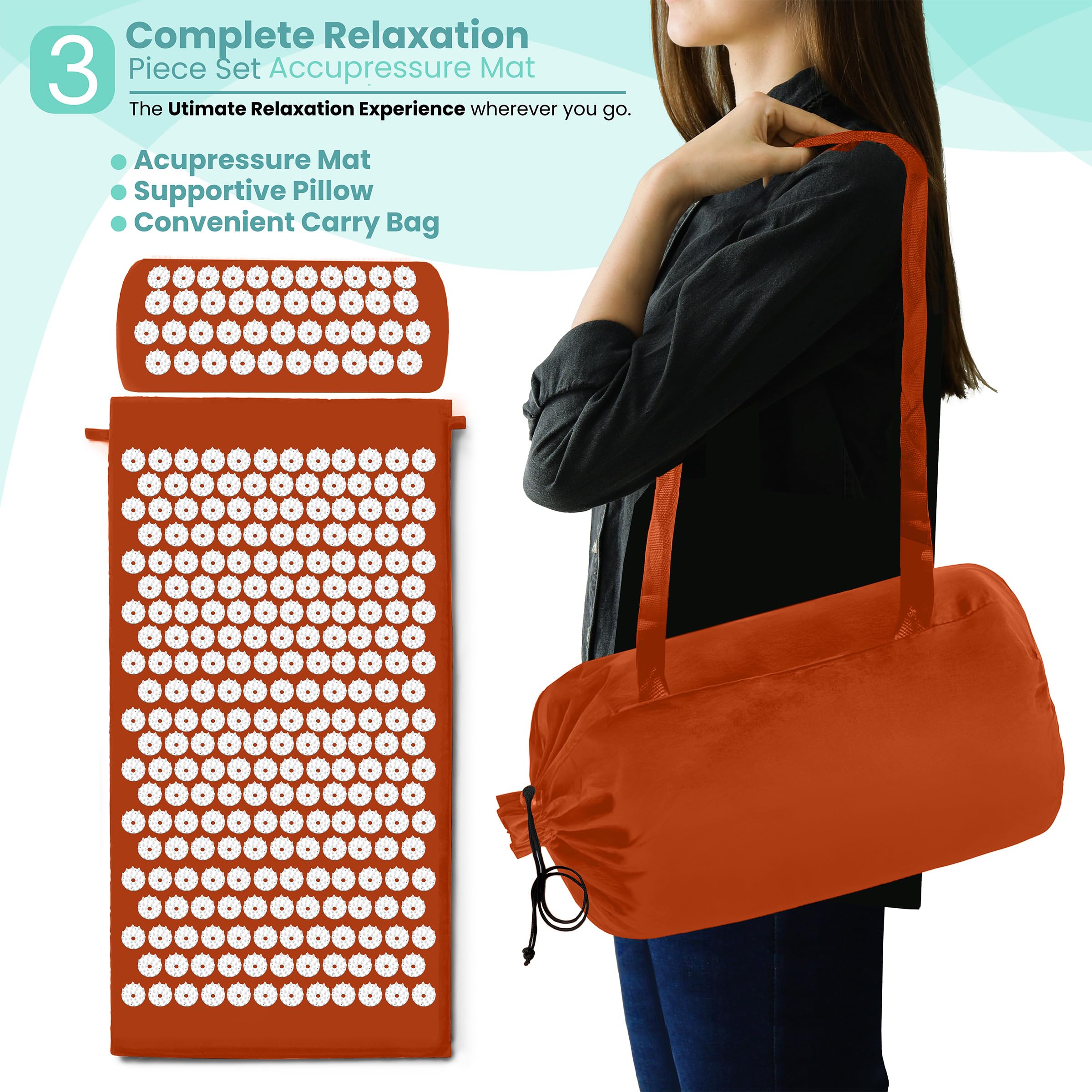 Sivan Health Acupressure Mat & Pillow Set – Stress Relief, Back & Neck Pain