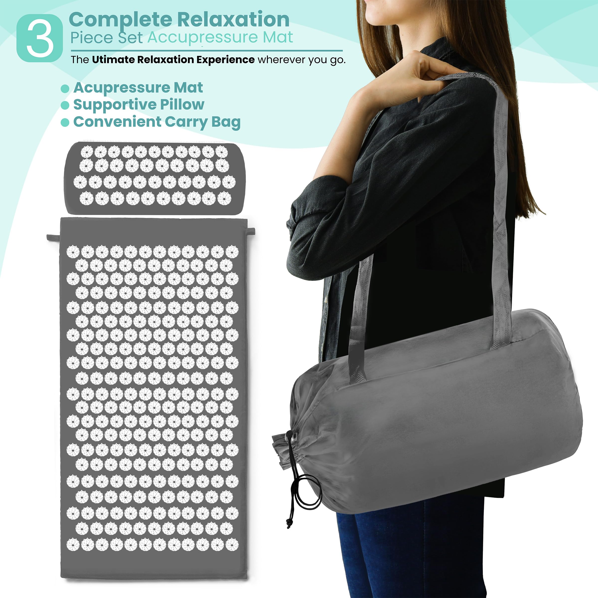 Sivan Acupressure Mat & Pillow Set – Grounding for Stress, Back & Neck Pain