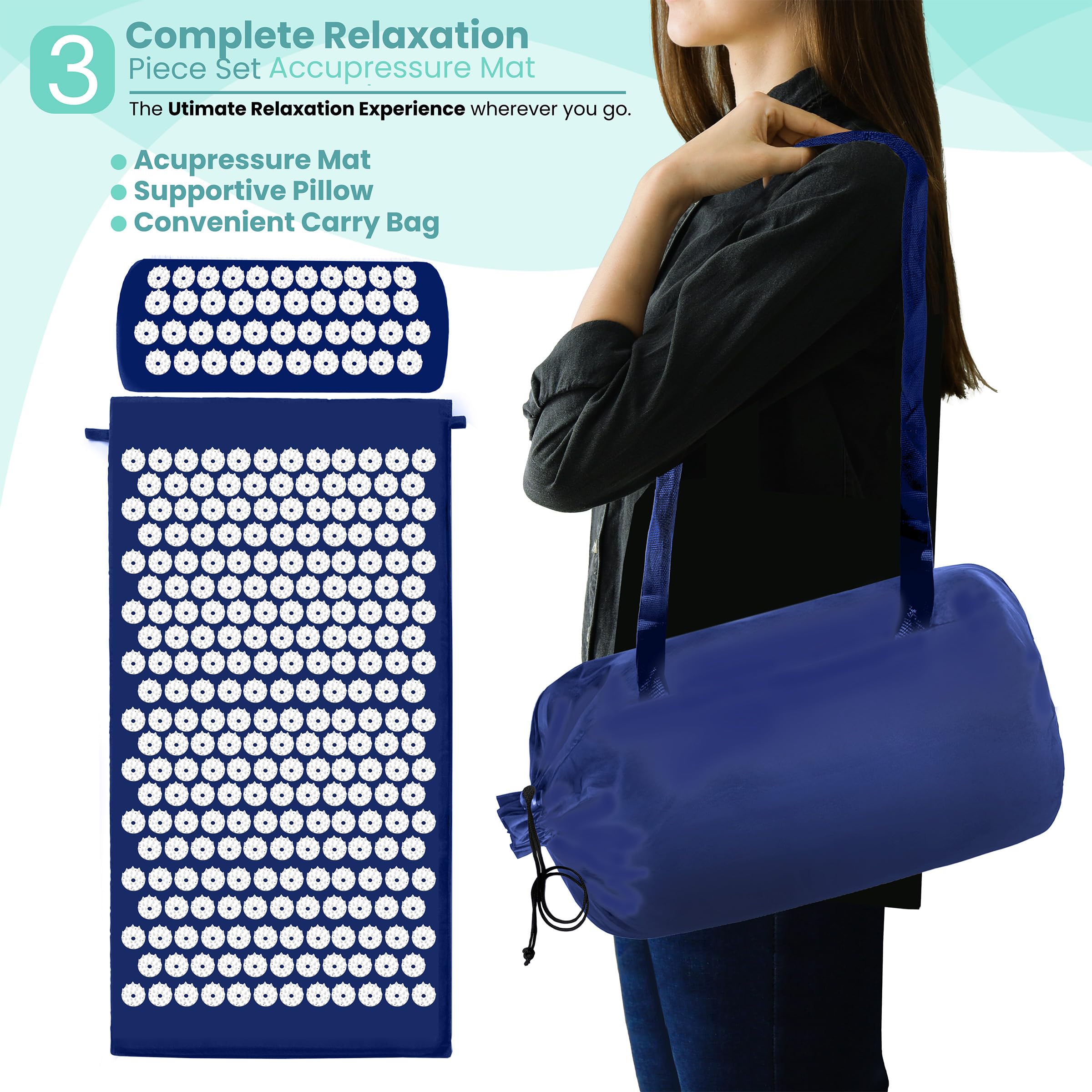 Sivan Acupressure Mat & Pillow Set – Grounding Mat for Stress, Back & Neck Pain