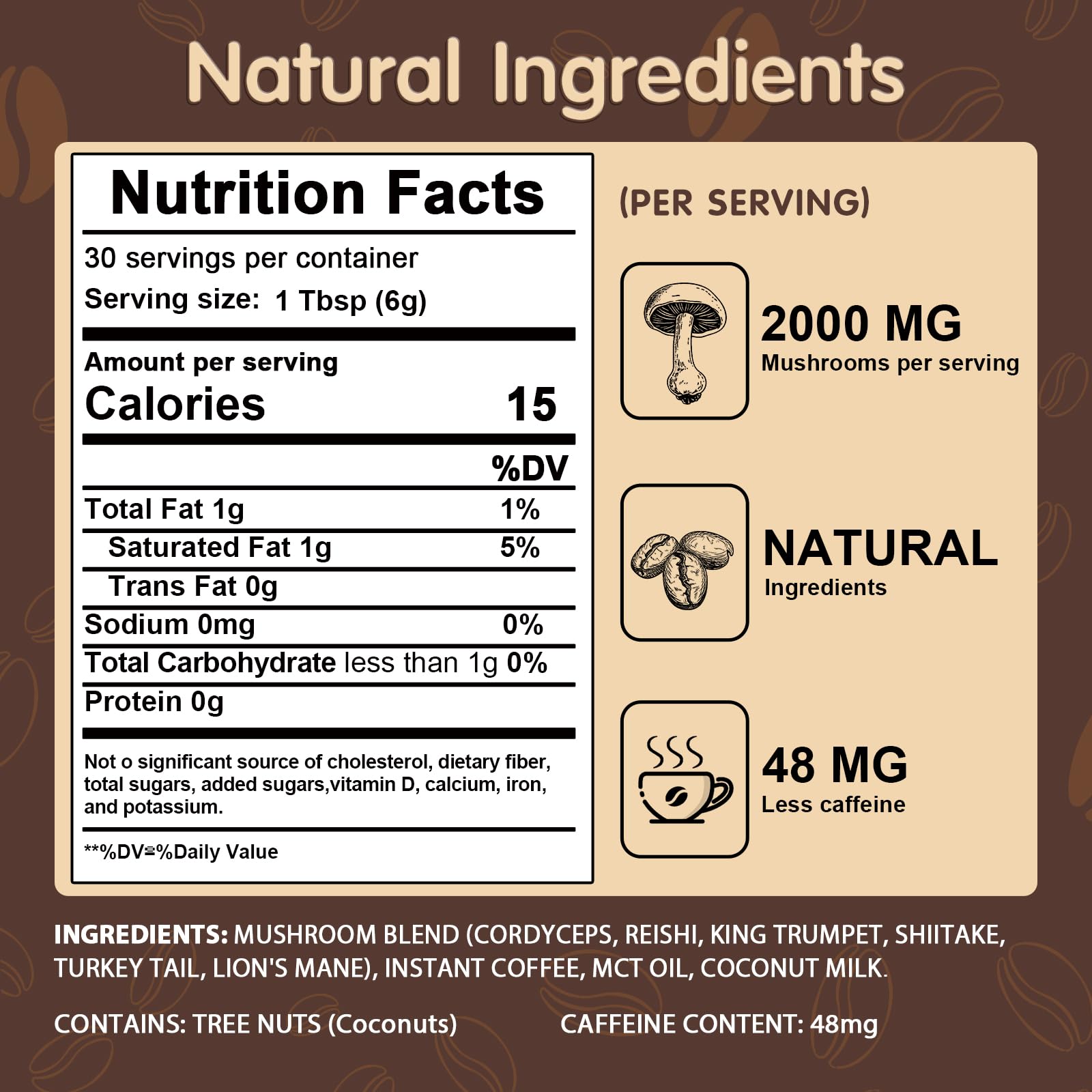 Mushroom Coffee with 6 Adaptogenic Mushrooms – Lion's Mane & Cordyceps