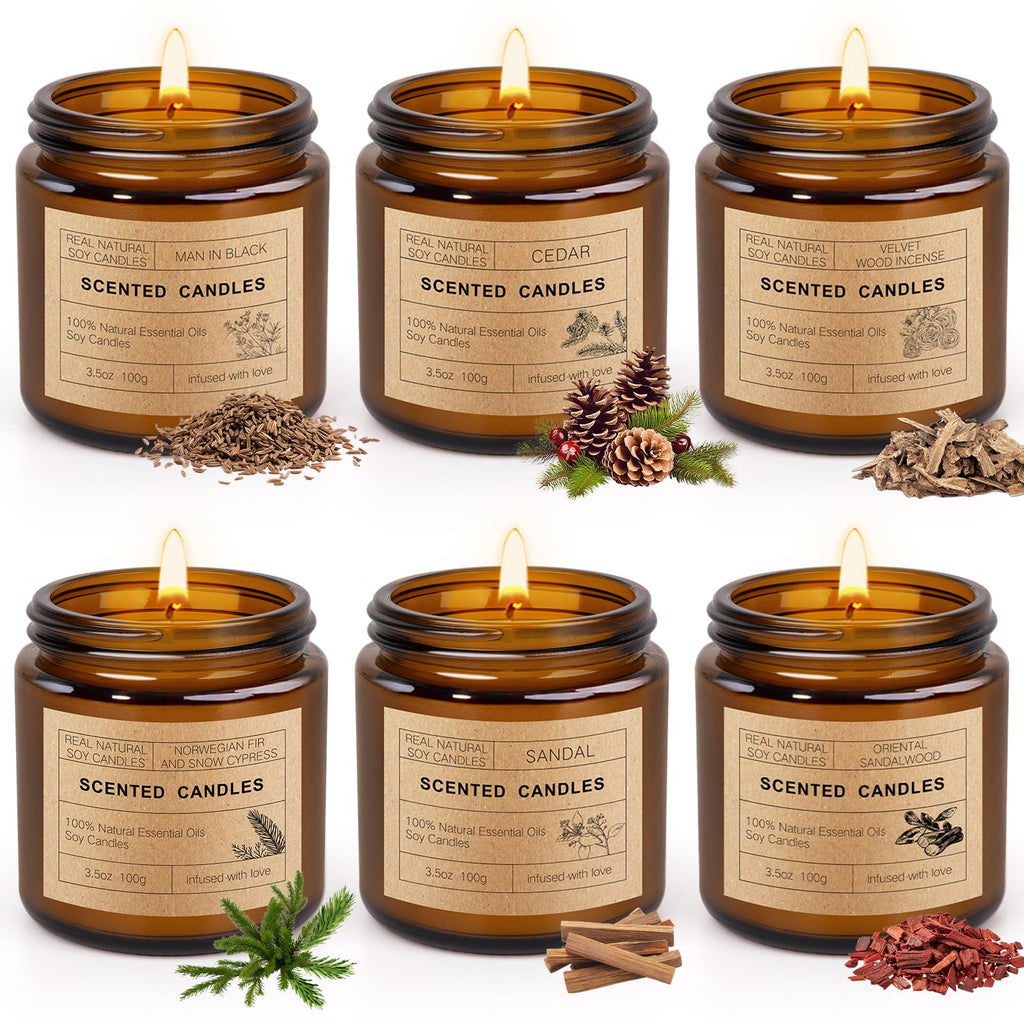 6 Pack Scented Candles Set – Long Lasting Soy Wax Aromatherapy Candles Gift for Home