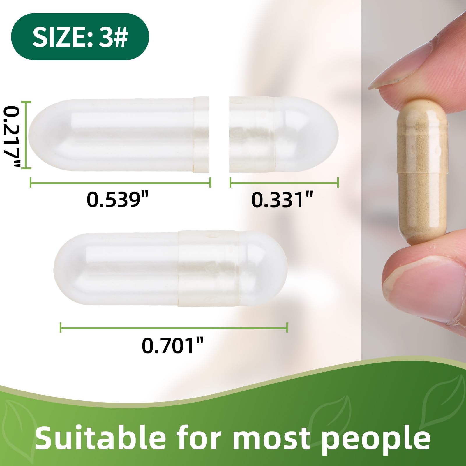 Size 3 Empty Capsules – 130 Count Clear Vegetarian Capsule Kit for DIY Supplements