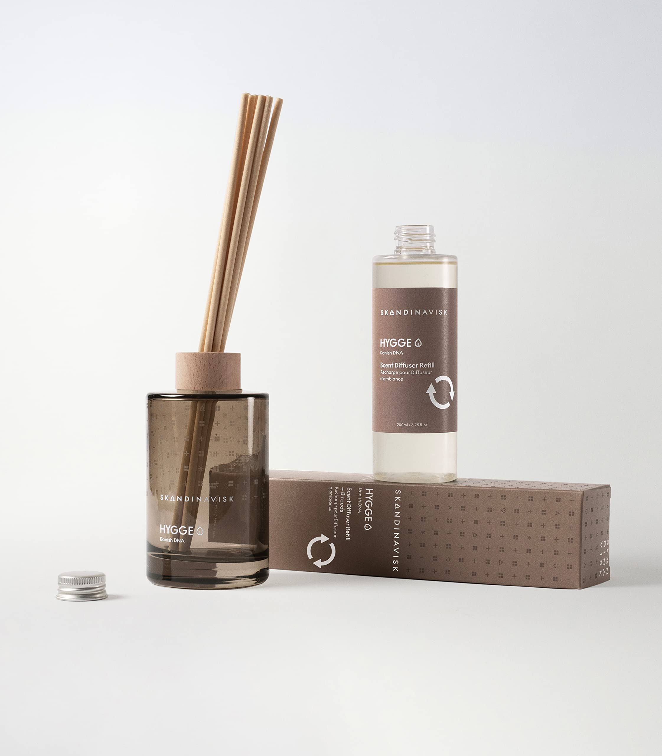 Skandinavisk Hygge Scent Diffuser with 8 Reeds — 3 Months, 6.75 fl oz, Black Tea & Mint Leaves, Dried Apples & Cinnamon