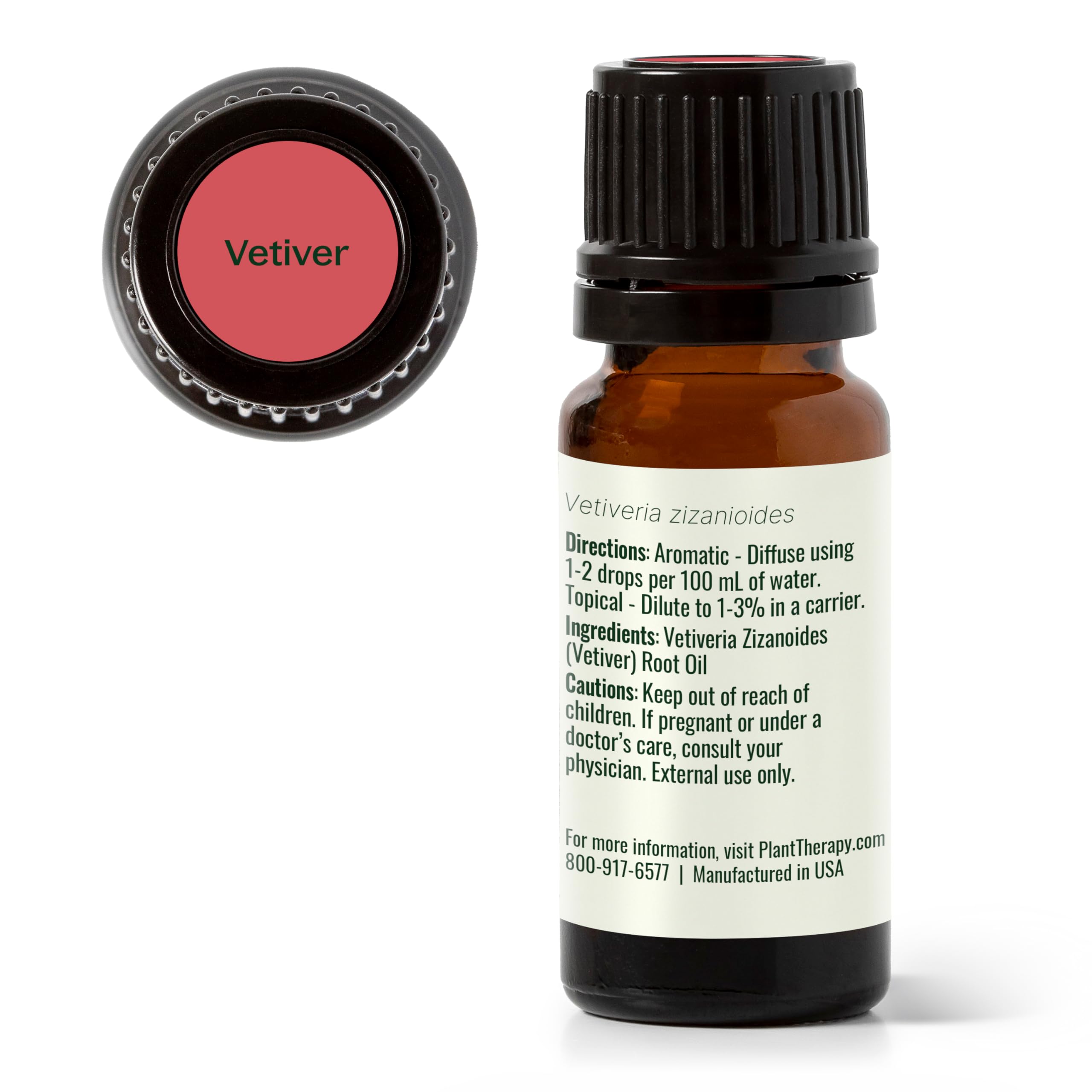 Plant Therapy Vetiver Essential Oil - 100% Pure, Therapeutic Grade, 10 mL