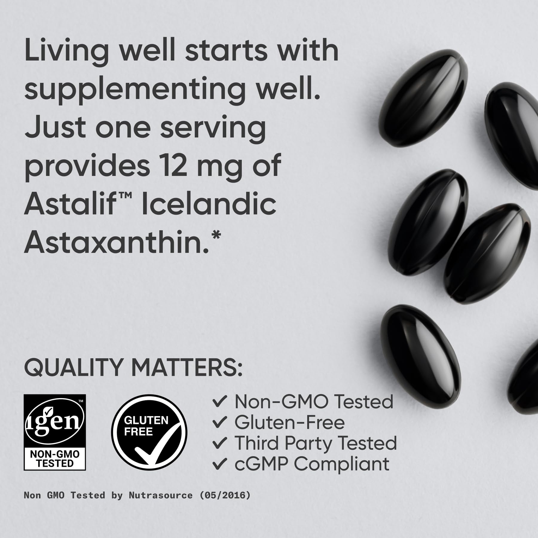 Sports Research Triple Strength Astaxanthin 12mg with Organic Coconut Oil - 60 Softgels