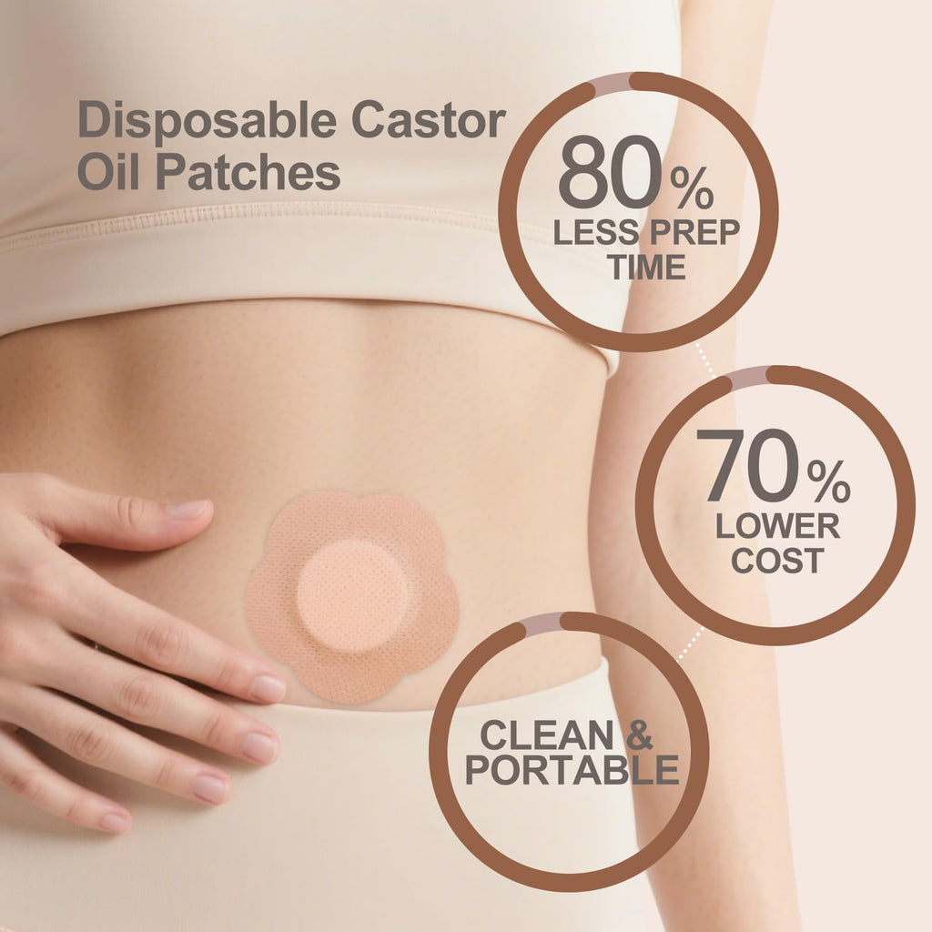 Castor Oil Belly Button Patch | Colorfarm 50Pcs Organic Cotton Self-Adhesive Leak-Proof Belly Wrap