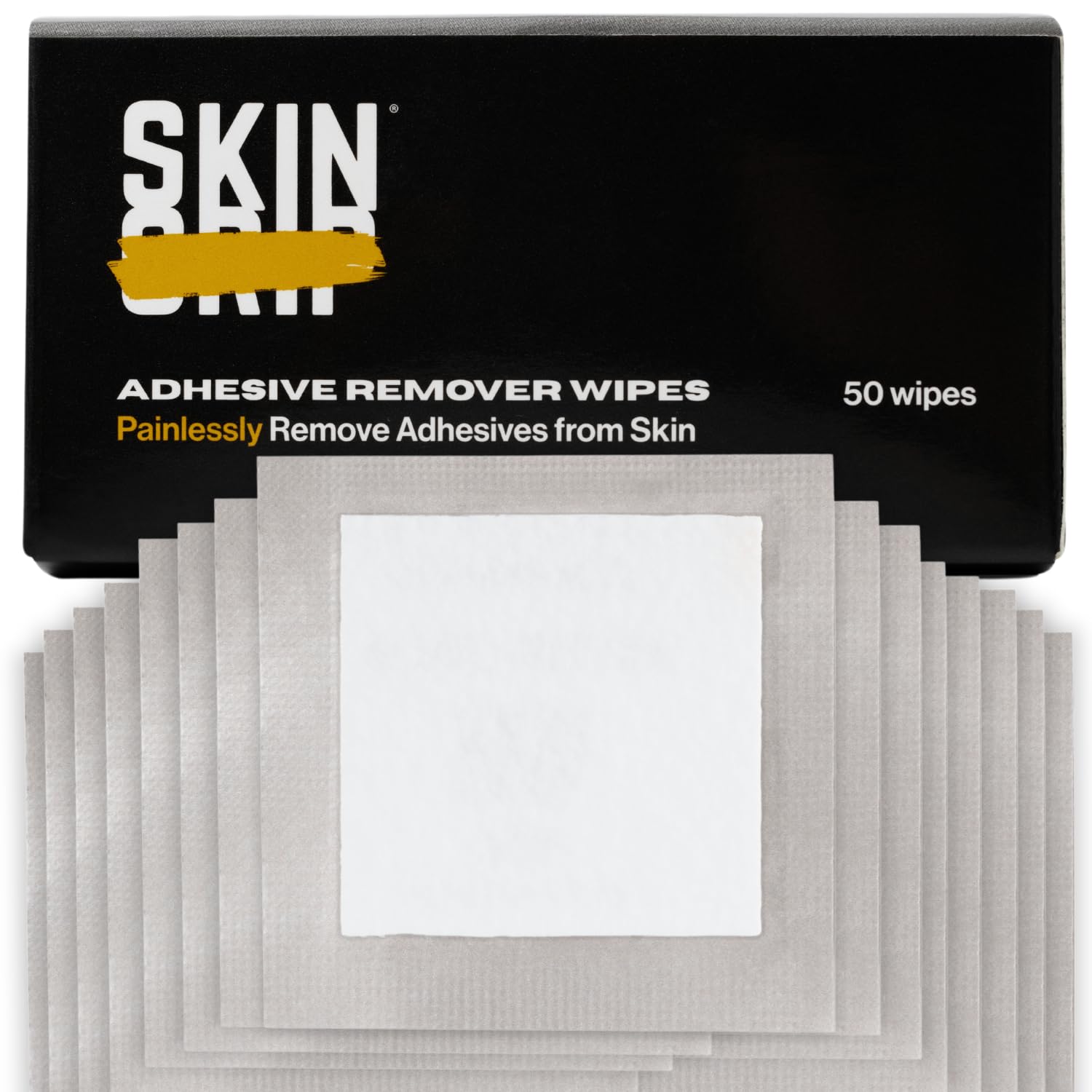Skin Grip Adhesive Remover Wipes – 50 Ct | Gentle Skin-Safe Removal for Dexcom & CGMs