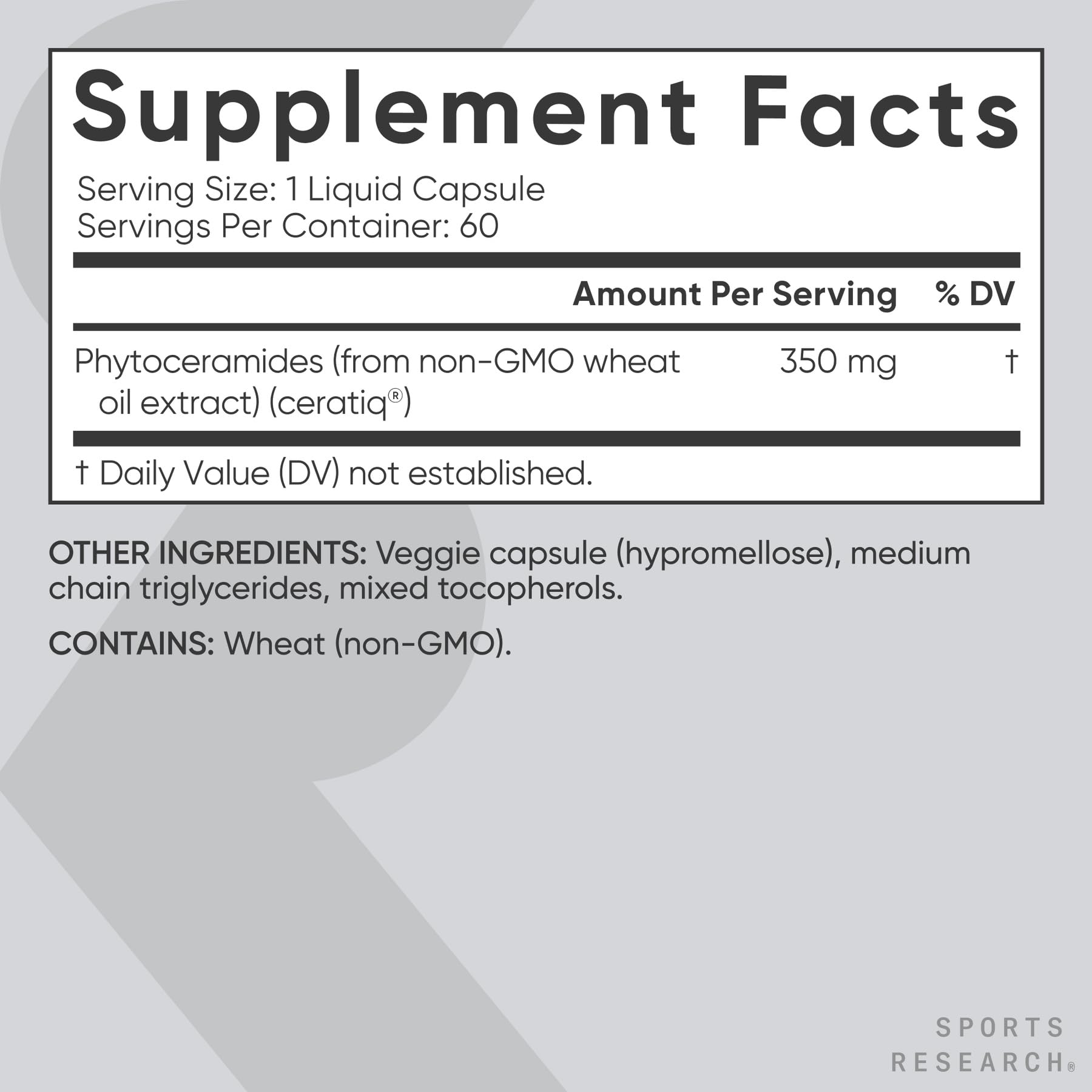 Sports Research Phytoceramides 350 mg – Vegan Ceramides for Skin Hydration, 60 Count