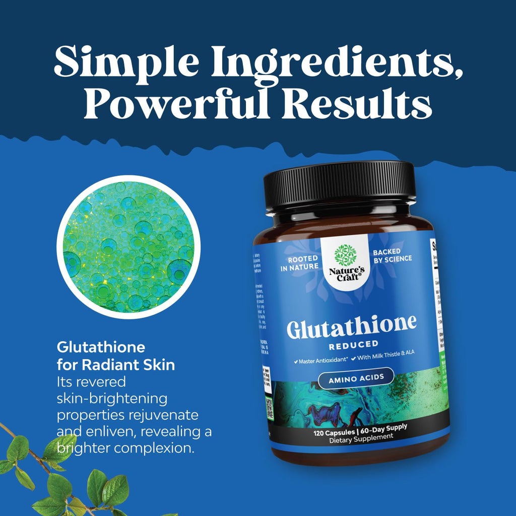 Reduced Glutathione 1000mg with Milk Thistle - 120 Capsules | Skin, Liver & Immune Support