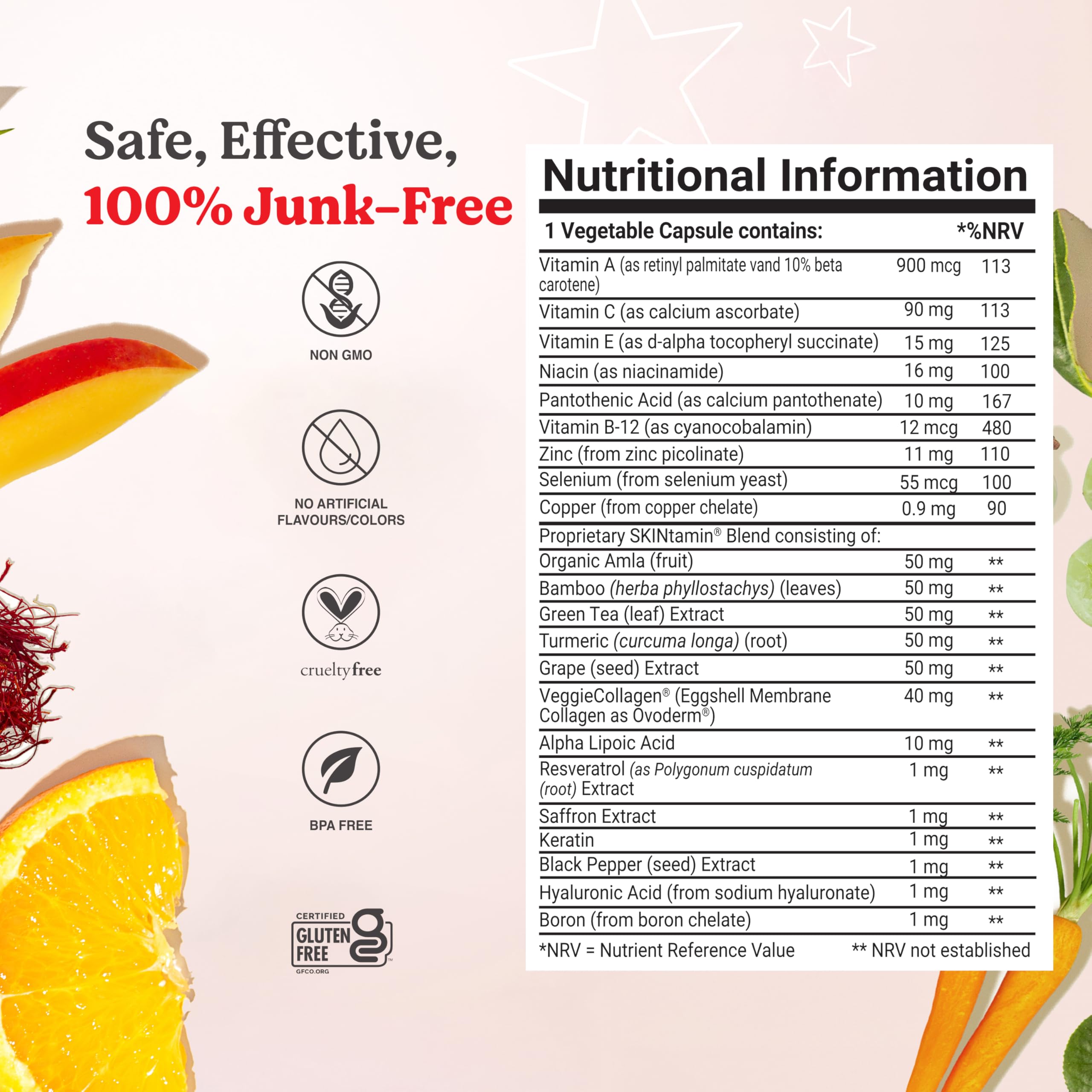 SKINtamin Vegetarian Collagen Pills | Skin Firmness, Wrinkles & Blemish Reduction