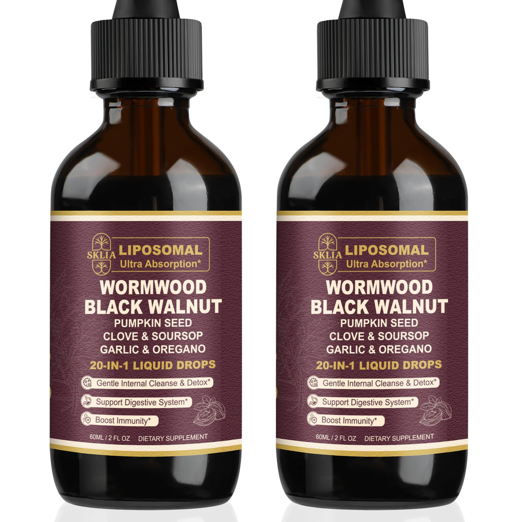 SKLIA 20-in-1 Liposomal Wormwood Cleanse Drops – Rapid Gut Cleanse & Digestive Support (2P)