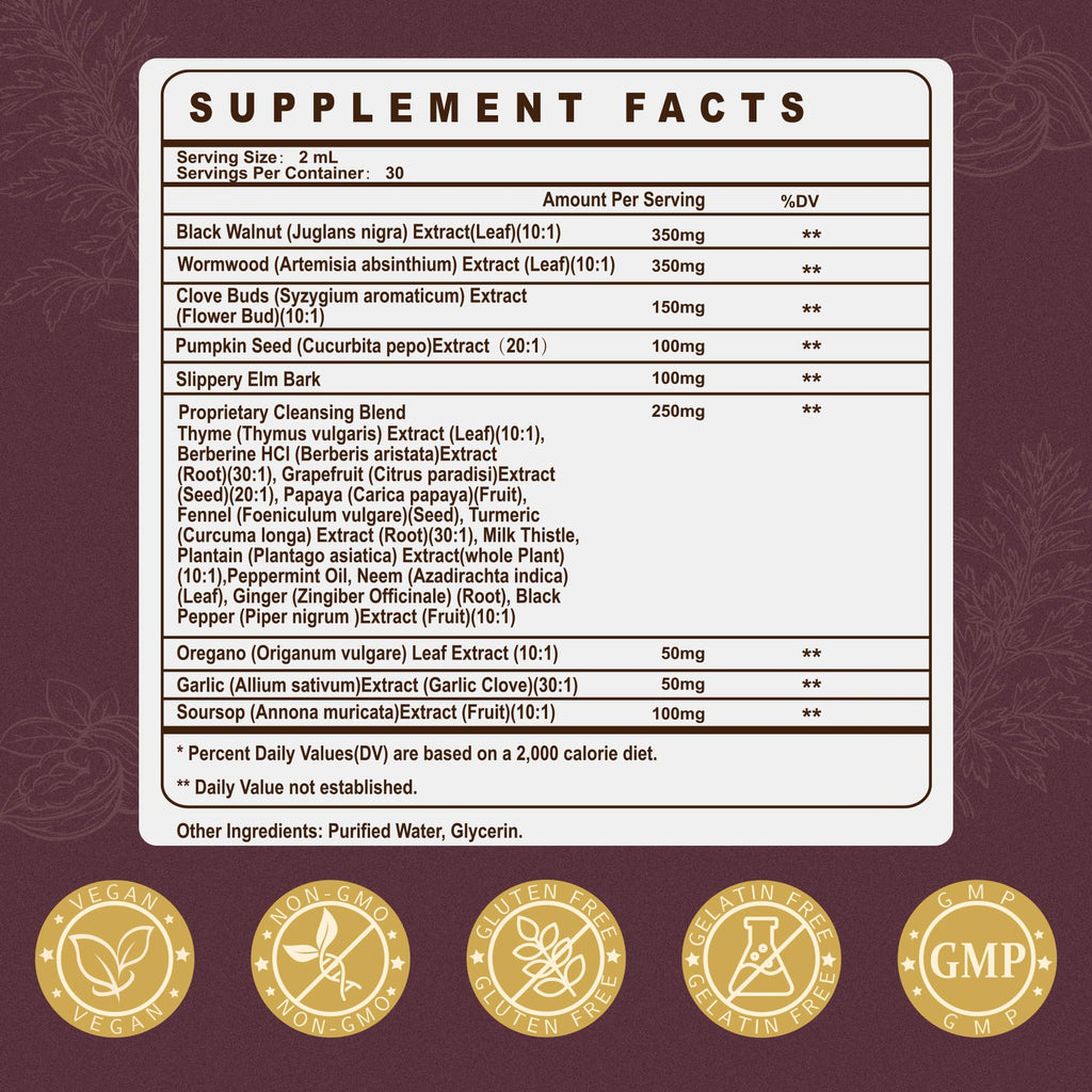 SKLIA 20-in-1 Liposomal Wormwood Cleanse Drops – Rapid Gut Cleanse & Digestive Support