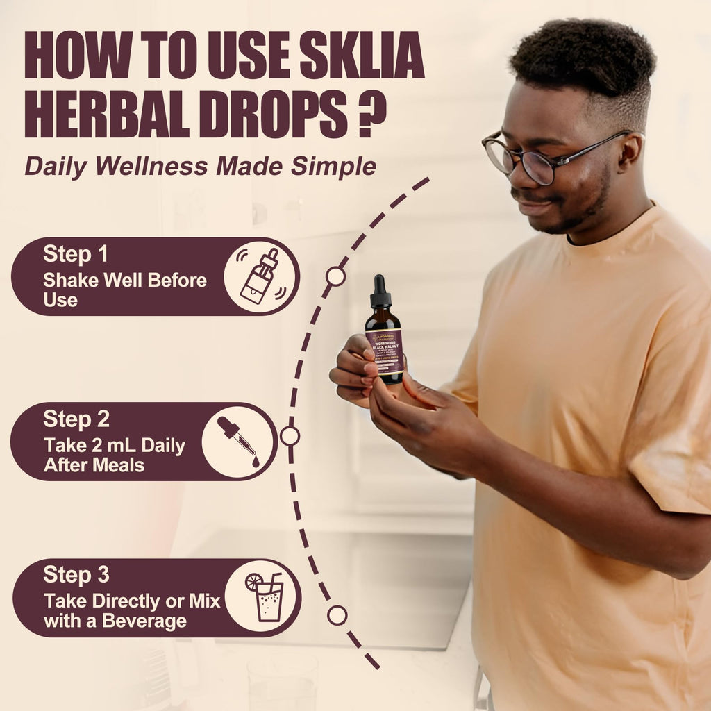 SKLIA 20-in-1 Liposomal Wormwood Cleanse Drops – Rapid Gut Cleanse & Digestive Support