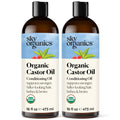Sky Organics Castor Oil Organic – Volumizing Hair Oil for Scalp, Lashes & Brows | Cold-Pressed, 16oz, 2 Pack