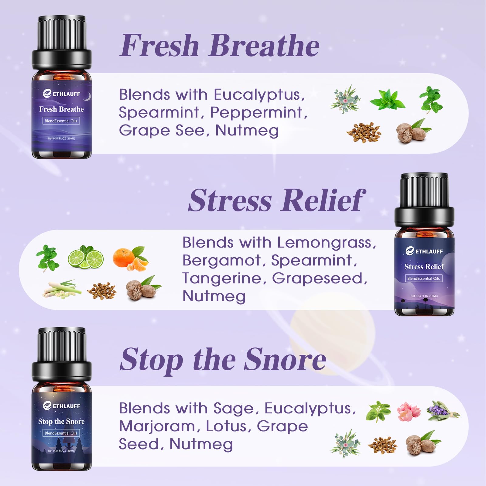 Sleep Essential Oils & Diffuser Blends for Home | Relax, Stress Relief, Fresh Breathe, Sweet Dreams