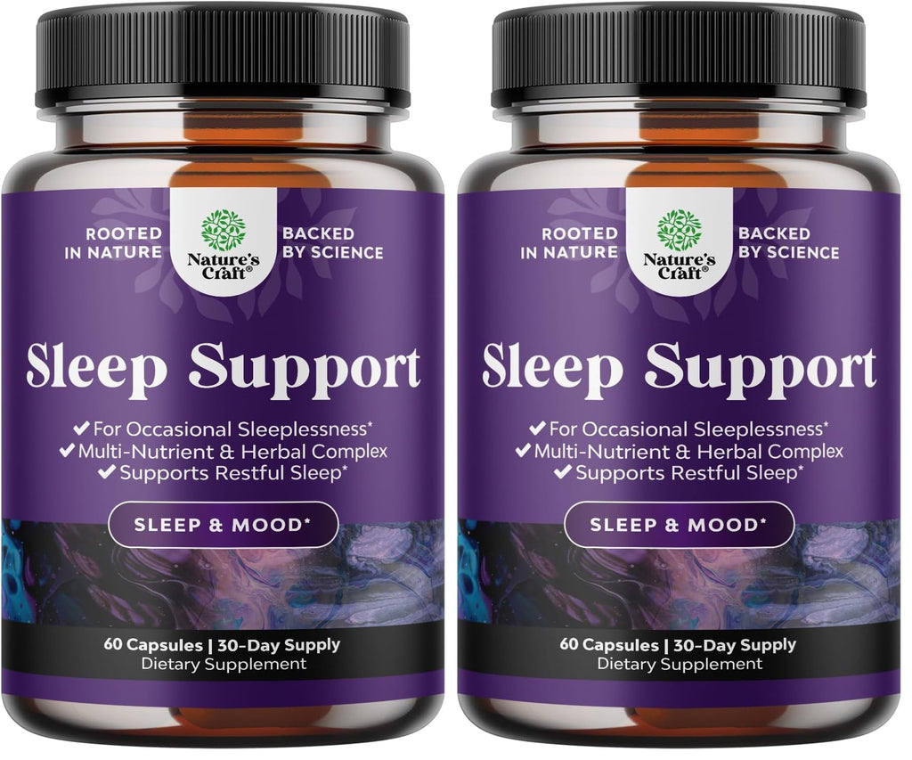 Natural Refreshing Sleep Formula – Non Addictive Herbal Sleep Supplement with Magnesium, L-Theanine & GABA | Pack of 2
