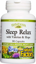 Herbal Factors Sleep Relax Formula – Natural Sleep Aid with Valerian, Passion Flower & Skullcap (Non-GMO; 90 capsules)